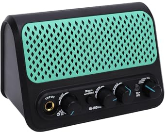 Asixxsix 20W Gitarrenverstärker, Bluetooth -Lautsprecher Mini E -Gitarrenverstärker mit Eingebauten 30 Drum -Maschinenmodi, 2 -Ton -sauberen Overdrive -Effekten, Hall, Aux -Eingang