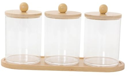 Amagogo Contenitore per bastoncini cotonati, dispenser, contenitore per cosmetici, piccolo per filo interdentale, 3 Tazze