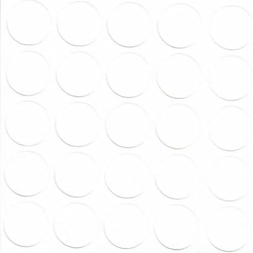 White Gloss 14mm Self-Adhesive Furniture Screw Hole Cover Caps 25 Pcs, Acrylic, Durable, Thin, Perfect for Shelves, Camlock, Confirmates, Egger Compatible