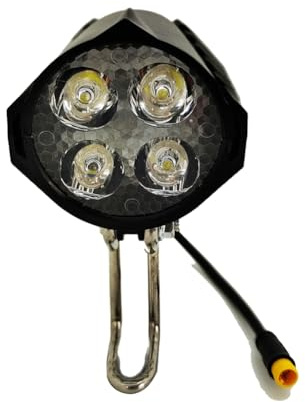 Yaregelun Ebike for Electric Scooter Bicycle Accessories LED Headlight 36V 48V 3pin Built-in Horn Front Light 4 LED Bulbs