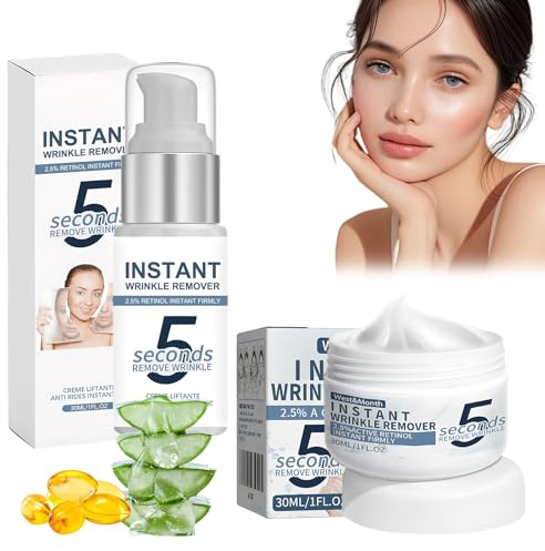 2 Atück von Antifaltencreme Soforteffekt, 5 Second Instant Anti-Wrinkle Lifting Cream, Faltencreme mit Soforteffekt, Wirkt Effektiv Gegen Falten, Verbessert Tränensäcke und Strafft Das Gesicht(30ML)