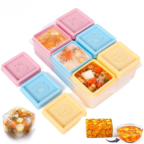 6 stampi in silicone per zuppe e congelatori, vassoio per congelamento da 1/2 tazza con coperchio, resistenti alle perdite, contenitori per ghiaccio per brodo, stufati e salse, preparazione dei pasti