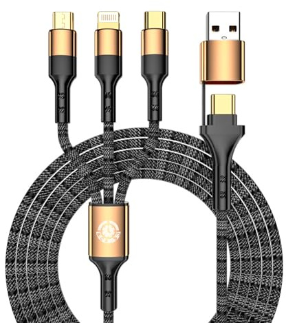 3 in 1 Fast Charging Cable Upto100W Multi Charging USB A USB C to USB C Micro Braided Charger Compatible with iPhone 17 16 15 14 13 12 11 Samsung Galaxy S25 S24 S23 Android Phone Tablet PS5 Controller