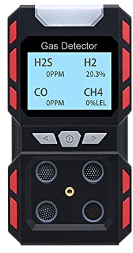 Rilevatore Multi Gas, Analizzatore multigas industriale autonomo H2S CO O2 EX Rilevatore di gas combustibile Monossido carbonio Sensore sicurezza antincendio Promemoria vocale(A Gas Detector)
