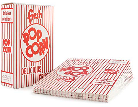 Snappy Popcorn 2-E Red and White Close Top Popcorn Boxes, 1 Oz, 500 Count