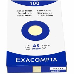 Exacompta Karteikarten A5 blanko gelb VE=100 Stück