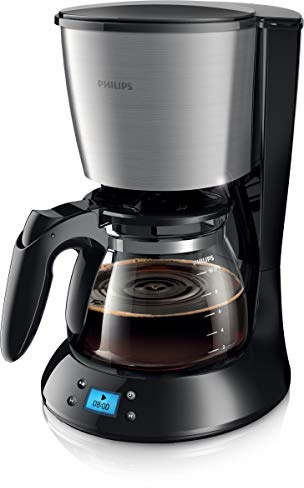 PHILIPS Filterkaffeemaschine Daily, Schwarz, 1,2 L Fassungsvermögen | Glasskanne, Tropf-Stoff, Timer, automatische Abschaltung (HD7459/20)