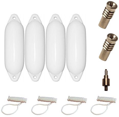 Majoni Komplettset 4er-Set Star 15 Rammschutze mit 4 Leinen, 2 Ersatzventilen und 1 Ventiladapter - weiß 45 x 12 cm
