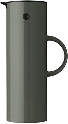 Stelton Isolierkanne EM77 - Doppelwandige Isolierkanne für heiße/kalte Getränke - Tee- & Kaffeekanne mit Glaseinsatz, Magnetverschluss, Schraubdeckel, Vintage-Design, 1 liter, Dark Forest