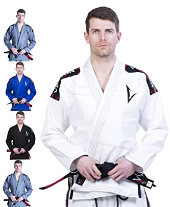Vector Men's BJJ Gi with Bonus White Belt Ripstop Pants for Brazilian Jiu Jitsu (0, White)