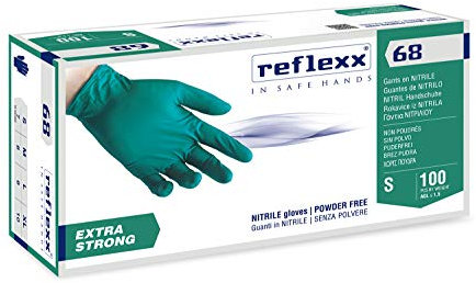 Reflexx R68, Guanti in Nitrile senza Polvere Gr. 6, 100 Pezzi, Verde