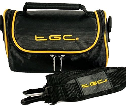 Samsung NX3000, NX mini Camera Case Bag by TGC ® with shoulder strap and Carry Handle (Jet Black With Yellow Trims)