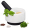 Relaxdays Mortier et pilon, en granit, Silicone, longue vie, massif épices et herbes,broyeur en pierre D14 cm, blanc