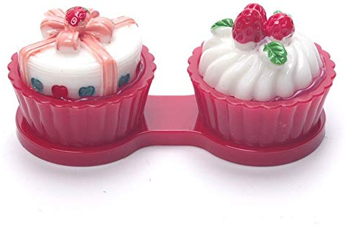 Homeilteds 6 Farbe Creme Kuchen Gläser Doppel Kontaktlinsen Box Kontaktlinsenbehälter for Augenpflege Kit Halter Container Portable (Color : Red)