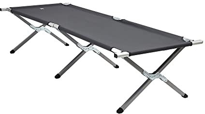 Hi-Gear Slumber Single Camp Bed with Sturdy Aluminium Legs for Adults, Teens, Kids, 1 Person, Comfortable, Lightweight, Foldable, Ideal for Camping, Sleepovers or Emergency Guests, Carry Bag, Grey