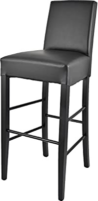 t m c s Tommychairs - Moderner Barhocker Luisa, robuste Struktur aus lackiertem Buchenholz Farbe Schwarz, gepolstert und mit Kunstleder in der Farbe Schwarz bezogen