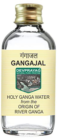 Devprayag Gangajal, heiliges Wasser des Ganges vom Ursprung des Flusses Ganges in Devprayag in einer klaren Glasflasche - 100ml (3,38 oz)