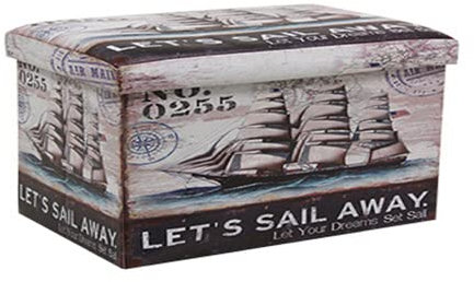 MIMBRE NATURAL MINI BAÚL PLEGABLE DECORACION Y ALMACENAJE. baul plegable de poli-piel (43 * 24 * 24/7) (BAUL PLEGABLE BARCO (43×24×24))