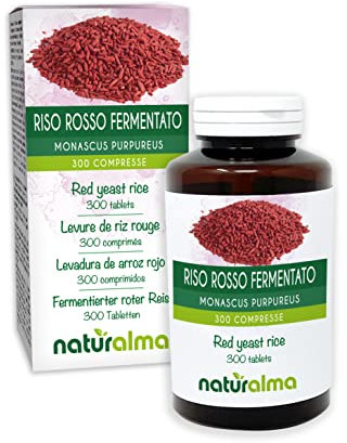 Fermenterat rödris (Oryza sativa jäst med Monascus purpureus) Naturalma - 150 g - 300 tabletter - Kosttillskott - Naturligt och Veganskt
