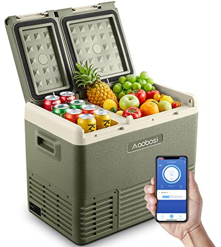 AAOBOSI Glaciere a Compression 33L, Glaciere Electrique 12V 220V, Frigo Camping -20°C - 20°C, Double Zone Glaciere Electrique pour SUV, Voitures, Travelling and Camping