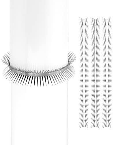 QWORK® 4 pièces Dispositif Anti-martres, Anti-martres fouines Chats, Acier Inoxydable 304, pour la Maison, la gouttière et l'arbre, 50 cm de Long, Peut être coupé