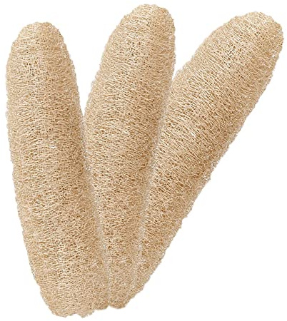 3Pcs Natural Kitchen Loofah Sponges, Loofah Scrubber Vegetable Dish Scouring Pad, Bath Sponge, Natural Organic Shower Loofah, Non Scratch Baby Body, Scrubber for Dish Washing