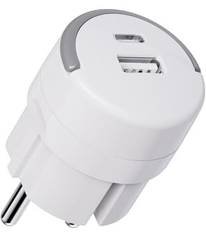 UCOMEN Chargeur USB A et USB C 20 W, 2 Ports avec Power Delivery et Quick Charge 3.0 pour Smartphones et tablettes，1 Pack