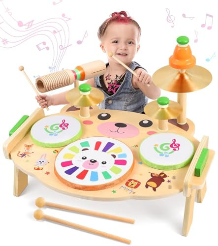 Subtail Schlagzeug Set - Trommel für Kinder ab 3 Jahre - Musikspielzeug Instrumente - Geschenk Kindertrommel Spielzeug für Jungen und Mädchen