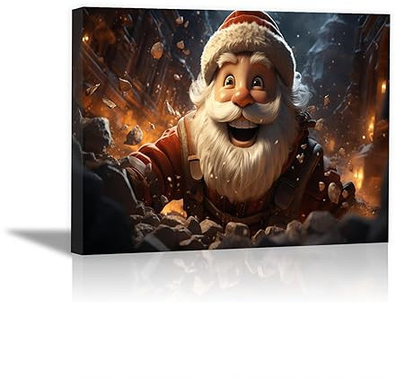 SHYAMIC Bilder Weihnachten Leinwandbild Kunstdruck, Weihnachtsmann Wandbild X-Mas Fenster Fotodruck Kunstdruck Leuchtbild, Weihnachten Winteridylle Effekt - 40x60cm Gerahmt