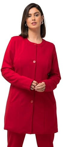 Ulla Popken Longblazer, Ziernähte, Rundhals, Jersey Blazer, Rouge, 46-48 Femme