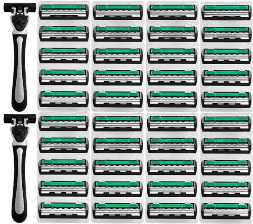 2 x Rasierer Herren mit 40 Wechselklingen mit je 3 Klingen - Nassrasierer Einwegrasierer Männer Rasierapparat Herrenrasierer