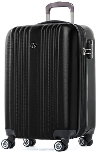 FERGÉ Handgepäck-Koffer Hartschale erweiterbar Toulouse Bordgepäck Rollkoffer 55 cm Reisekoffer Kabinen-Trolley 4 Rollen 100% ABS schwarz