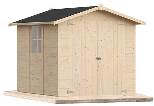 Casetta da giardino in legno per esterno 6Mq 200x300 20mm MADE IN ITALY mod. ASTI (Con Pavimento e Grondaia, Finestra Fissa)
