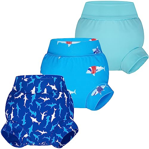 BIG ELEPHANT Baby-Schwimmwindeln 3 Stück, wiederverwendbar, verstellbar, waschbar, wasserdicht, Schwimmwindel für Jungen und Mädchen, 2T