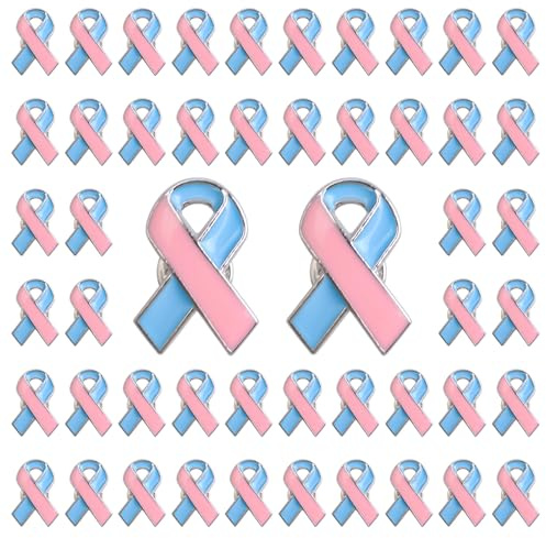 WANDIC 50 Pièces Broche Octobre Rose et Bleu, Pins Ruban Rose Métal Cancer du Sein Decoration Accessoires Chez Hommes Défectueuse Syndrome de Mort Subite du Nourrisson, pour Femmes Événements Publics