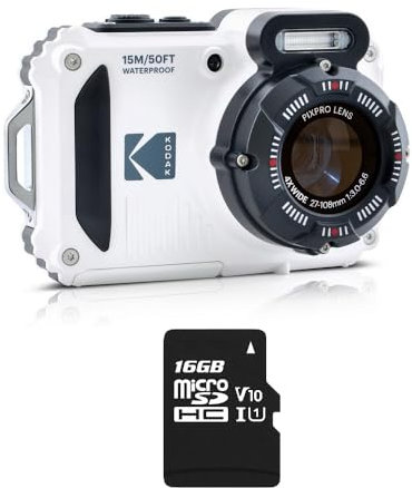 KODAK Pixpro Pack WPZ2 + 1 Carte SD Compact 16M Pixels, étanche à 15m, Anti-Choc, Video 720p, Ecran LCD 2,7 - Batterie Li-ION - Blanc