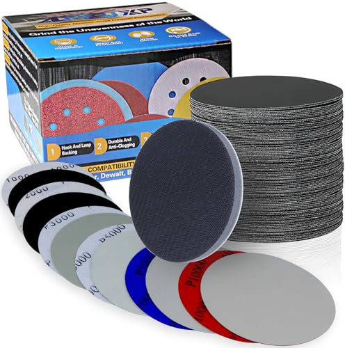 Lot de 71 feuilles abrasives professionnelles rondes en carbure de silicium - 125 mm - Avec grain 1000/1500/2000/3000/5000/7000/10000 x 10 - Pour ponceuse excentrique ALPXUXP