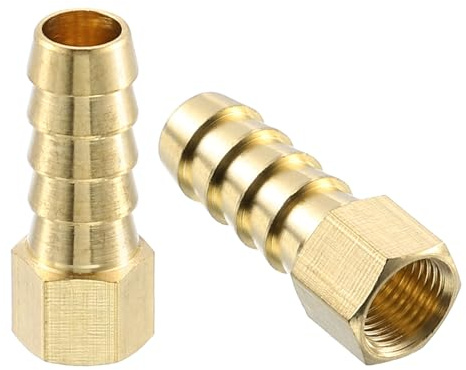 QUARKZMAN 2Pcs Conexión de Manguera de Latón, 3/8 Púas x 1/8 Hembra Npt Conector de Tubería de Latón para Conectar Tuberías Dispositivos Mecánicos Equipos de Fontanería