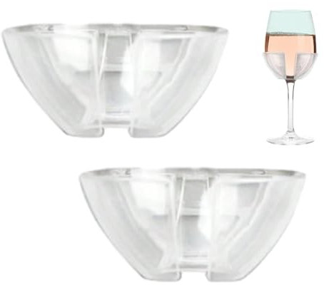Generic Bathroom Wine Glass Holder, Traceless Wall Mounted Bathtub Trays, Anti-Slip, Transparent 2 Pack, 6.9x3x0.1cm/2.72x1.18x0.04 inches, Bathroom Storage, Bathtub Organization, Wine Glass Display