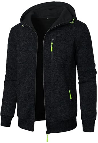 Hoodie Herren Einfarbig Langarm Sweatjacke Mit Reißverschluss Casual Sweatshirt Jacke Zip Up Hoodies Männer Leicht Kapuzenjacke Outdoor Sportjacke Kapuzenpullover Warm Freizeitjacke Übergangsjacke