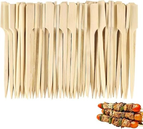 100 x Wooden Flat Paddle Burger Sandwich Skewers - 15cm Bamboo Sticks, 100% Compostable and Biodegradable Barbeque, Kebabs, Cocktails Buffet Party