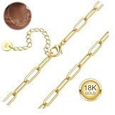 JeweBella Gold Chain Necklace for Women Men 18K Gold Plated Choker Necklaces Stainless Steel Waterproof Dainty Figaro Paper Clip Box Rope Twists Bead Snake Chain Necklaces 41/46CM Gold Jewellery Women