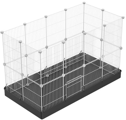 PILIN Recinto per piccoli animali, recinto per animali domestici con porta, gabbie per porcellini d'India, recinto in filo metallico portatile per interni ed esterni 43x32 12pz