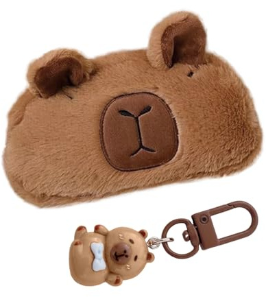 1 Astuccio Per Capibara, 1 Ciondolo In Resina, Simpatico Astuccio In Peluche Di Cartone Animato, Regalo Creativo Per Capibara, Borsa Di Cancelleria Per Studenti