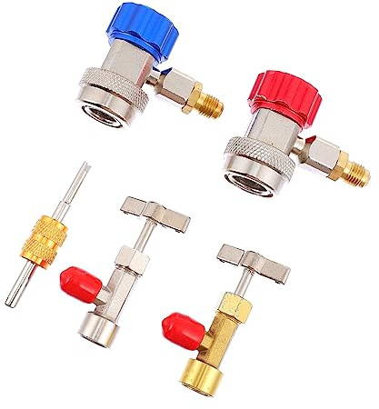 TINEASUR Kit di Ricarica per Climatizzatore Auto Valvole Riutilizzabile Autosigillanti Attacchi Rapidi E Utensile per La Ricarica