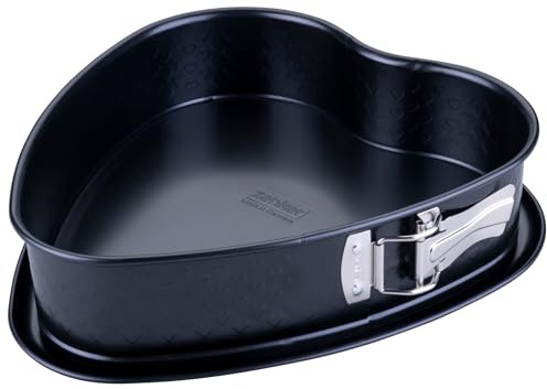Zenker Moule à charnière en forme de cœur - Diamètre : 25 cm - Avec gaufrage en forme de cœur - Sans PFAS - Idéal pour la Saint-Valentin et la fête des mères - Fabriqué en Allemagne