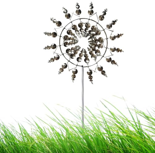 Wind Sculptures & Spinners, Magische Windmühle Aus Metall, 93cm Metall-Windmühle, Windbetriebene Kinetische Skulptur Wind Spinner Für Hof Und Garten Windfänger Außenterrassendekoration