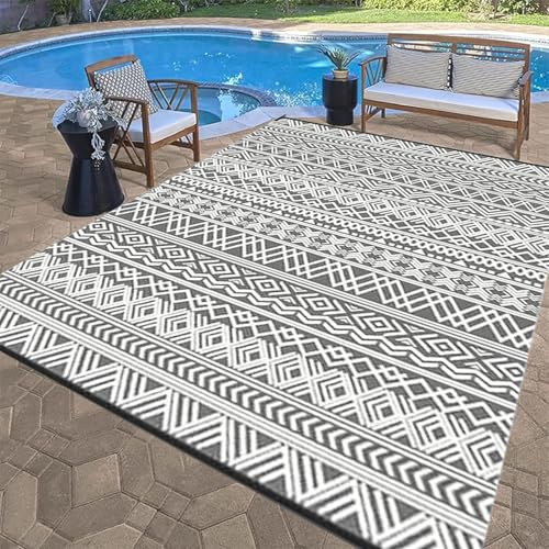 Genérico Alfombra Exterior Grande de Polipropileno 270x360cm, Estilo Bohemio, Resistente y Duradera, Impermeable Alfombra Reversible para Exteriores, Terraza, Balcón, jardín