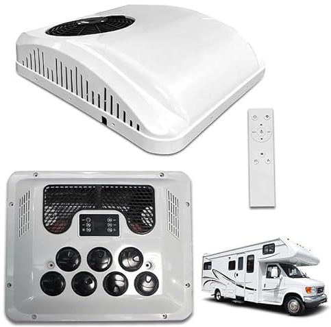 Mcamgiczin Aire Acondicionado de Techo para autocaravanas, Doble función frío-Calor, 12 V/24 V/48 V/72 V/96 V/220 V, Universal, con regulación de frecuencia y bajo Nivel de Ruido.,24V
