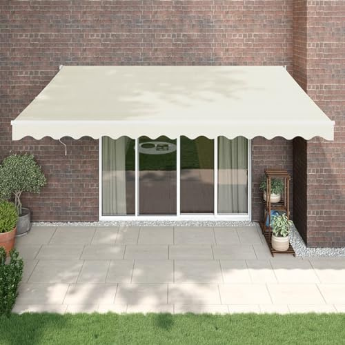 Tenda da Sole Elettrica con Telecomando, Color Crema 4.5x3m, Tessuto Poliestere UV e Telaio Alluminio, Tendone da Esterno per Balcone Terrazza Giardino